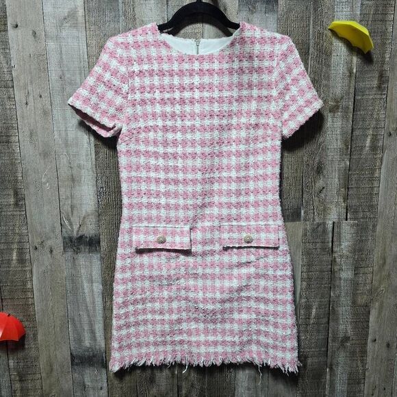 Bebop Pink and White Tweed Mini Sheath Dress - Picture 1 of 5